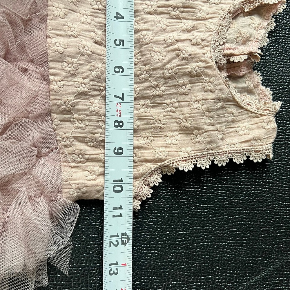 AiniBabe Girls Dusty Rose Tulle Ruffle Tutu Dress Floral Lace Pearl Button 110 - Picture 7 of 9